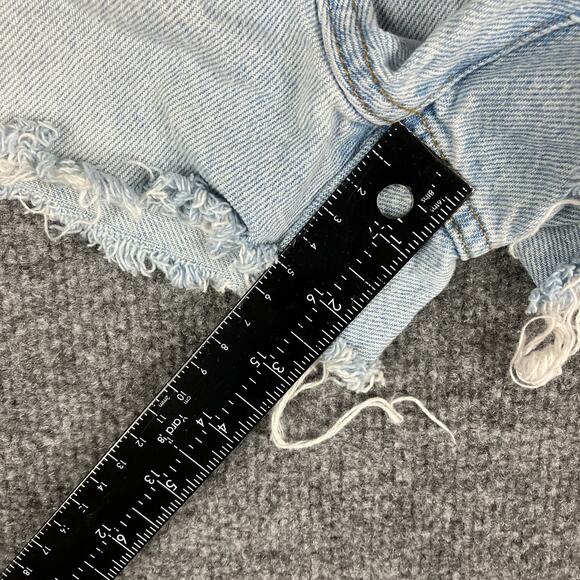 PacSun Denim Shorts Womens Size 26 Light Wash High Rise Distressed Frayed - Picture 5 of 10